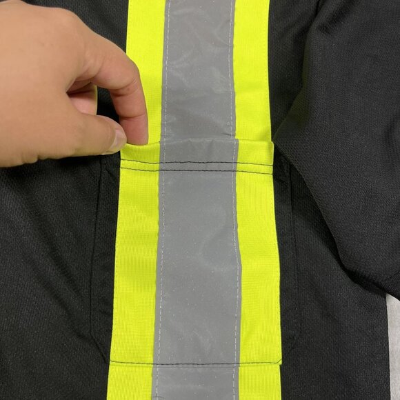 Tough Duck Polo Shirt Mens Medium Black Hi-Vis Reflective Safety Workwear Tape - Picture 6 of 10